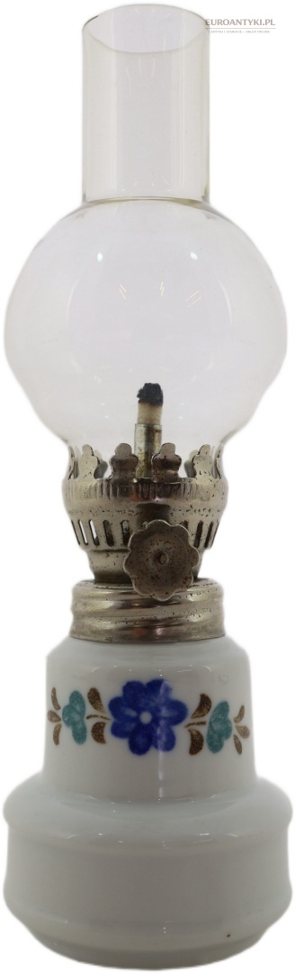 Mała lampka naftowa ceramiczna vintage retro z połowy XX wieku