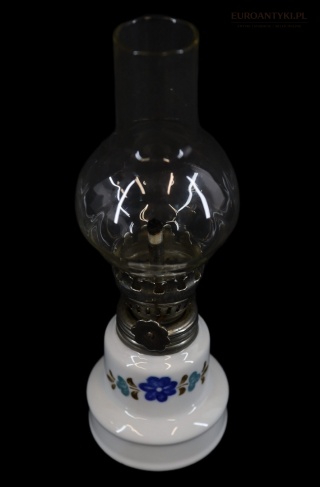 Mała lampka naftowa ceramiczna vintage retro z połowy XX wieku