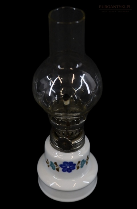Mała lampka naftowa ceramiczna vintage retro z połowy XX wieku