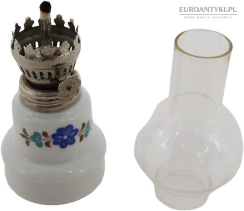 Mała lampka naftowa ceramiczna vintage retro z połowy XX wieku