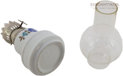 Mała lampka naftowa ceramiczna vintage retro z połowy XX wieku