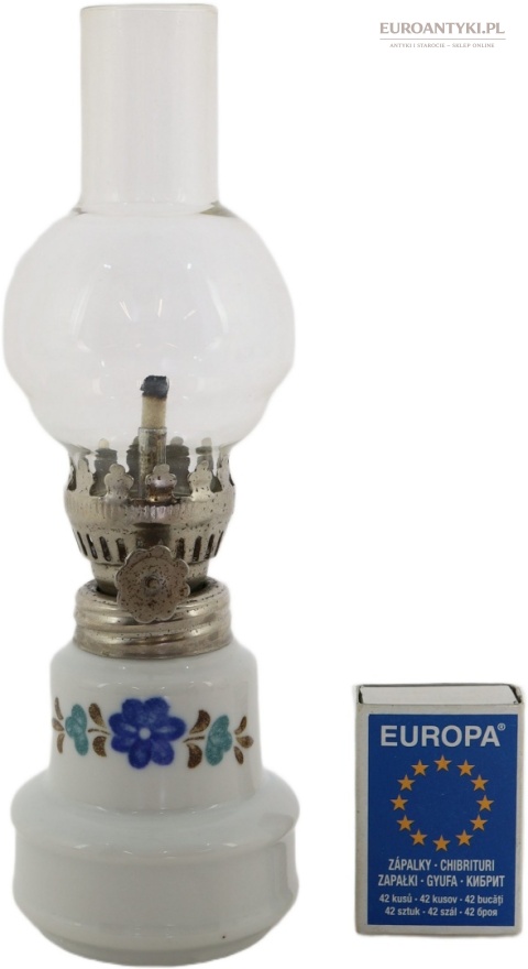Mała lampka naftowa ceramiczna vintage retro z połowy XX wieku