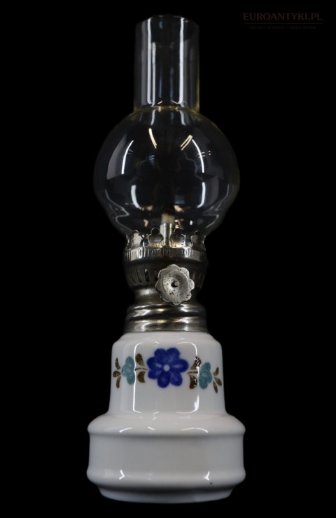 Mała lampka naftowa ceramiczna vintage retro z połowy XX wieku