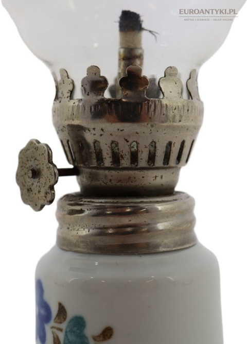Mała lampka naftowa ceramiczna vintage retro z połowy XX wieku