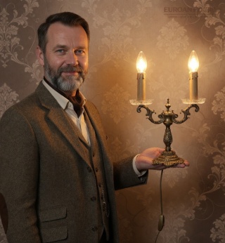 Mosiężne lampy stołowe vintage Francja kryształ mosiądz połowa XX wieku