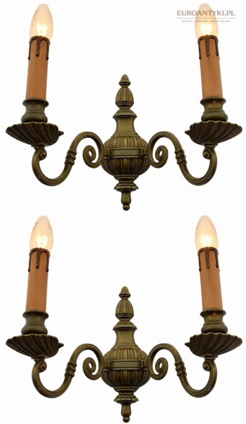 Para secesyjnych kinkietów mosiężnych. Duże lampy ścienne. XL! DUŻE!