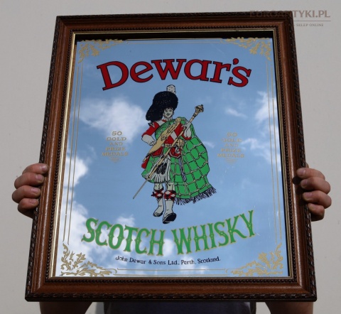antyczny szyld reklamowy whisky dewar’s
