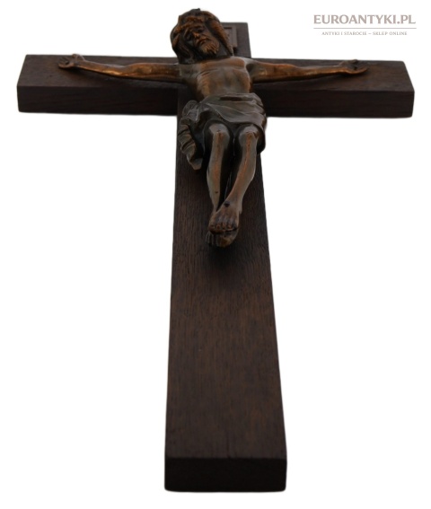 antyk drewniany krzyż z Jezusem Chrystusem