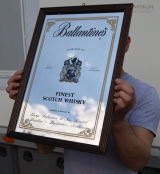 Vintage szyld lustrzany Ballantine's Scotch – reklama szkockiej z lat 60/70