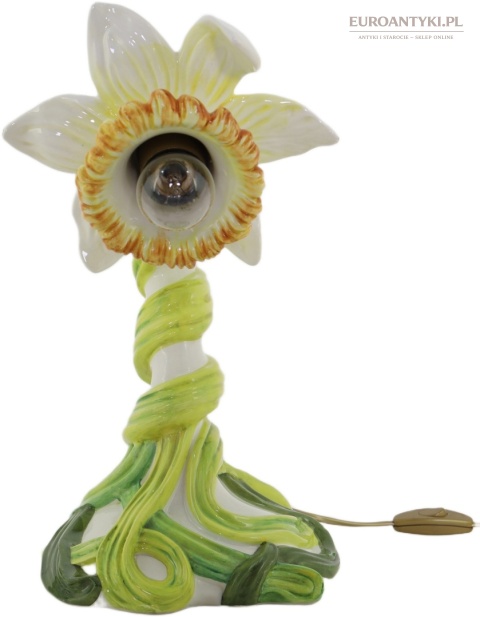 lampka porcelanowa kwiat retro art nouveau