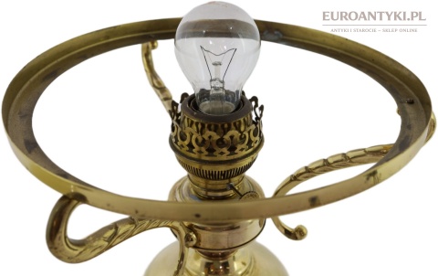 mosiężna duża lampa stołowa do klasycznego gabinetu