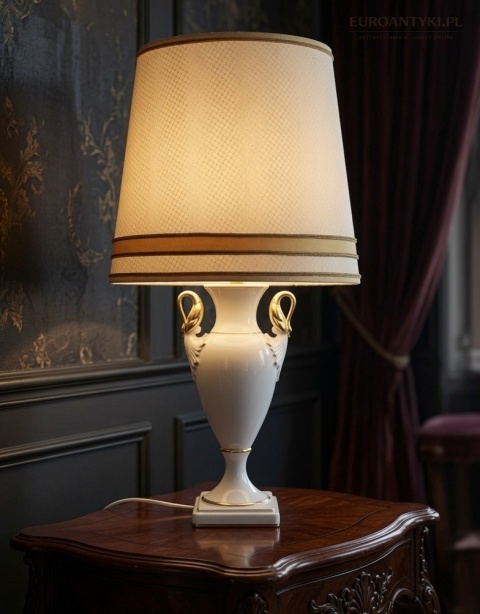 empire duża lampa na stolik z porcelanowym korpusem