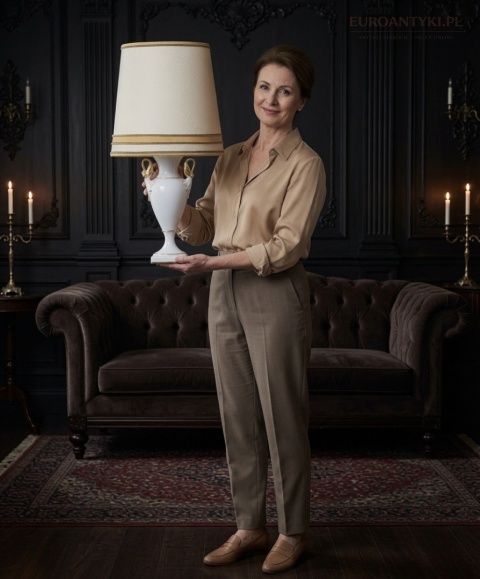 duża porcelanowa lampa stołowa kaiser aranżacja salonu