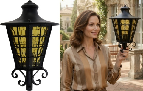 lampa ogrodowa z żółtym szkłem