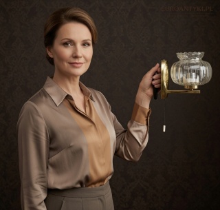 Para mosiężnych kinkietów retro z grubymi szklanymi kloszami lekko miodowymi