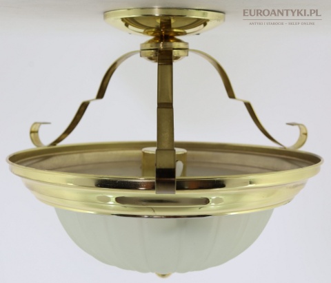 okrągła lampa sufitowa retro mosiądz