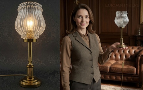 mosiężne lampy stołowe retro