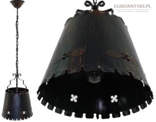 Stylowa stożkowa lampa wisząca vintage na łańcuchu – rustykalny klimat