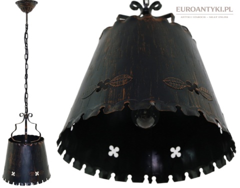 stożkowa rustykalna lampa wisząca metalowa
