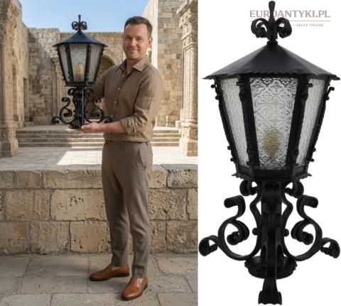 duża kuta lampa na słup ogrodowy