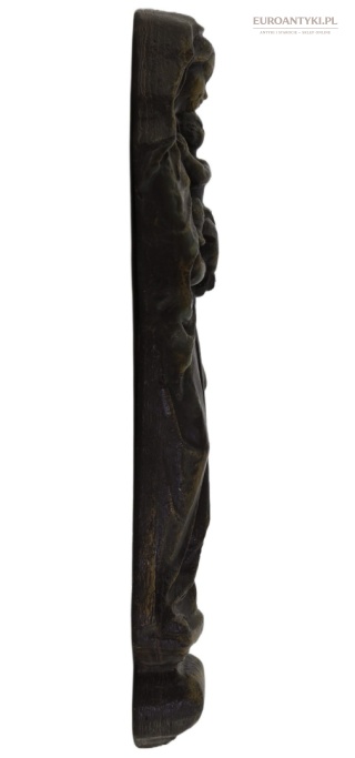 Duża woskowa płaskorzeźba Matka Boska z Dzieciątkiem vintage 39 cm