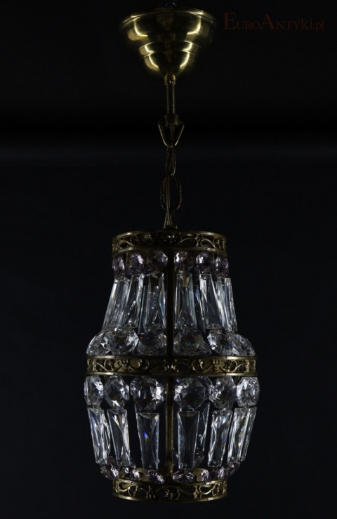 lampa wisząca vintage z przezroczystymi kryształami