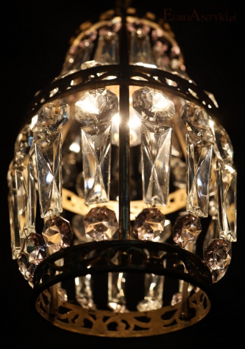 lampa kryształowa vintage z ażurowymi obręczami