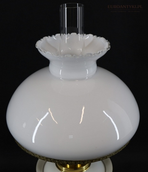 Włoska lampa stołowa Florentine vintage lata 60. – ceramiczna z mlecznym kloszem
