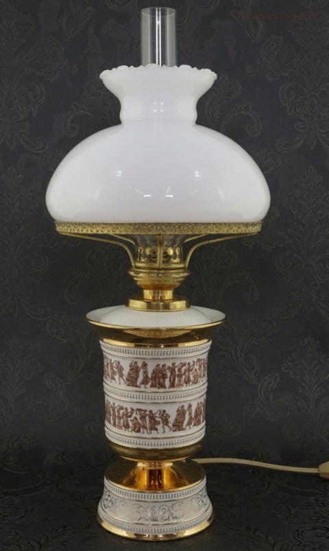 lampa z ceramiki i mosiężnych elementów