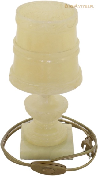 Alabastrowa lampka stołowa vintage z Francji – kremowo-miodowa