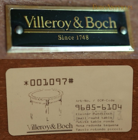 Oryginalny stolik Villeroy & Boch oznaczony przez producenta