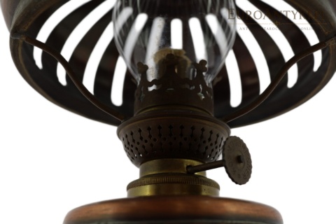 Miedziana lampa naftowa z palnikiem Kosmos Brenner – vintage lata 60.–70. XX wieku