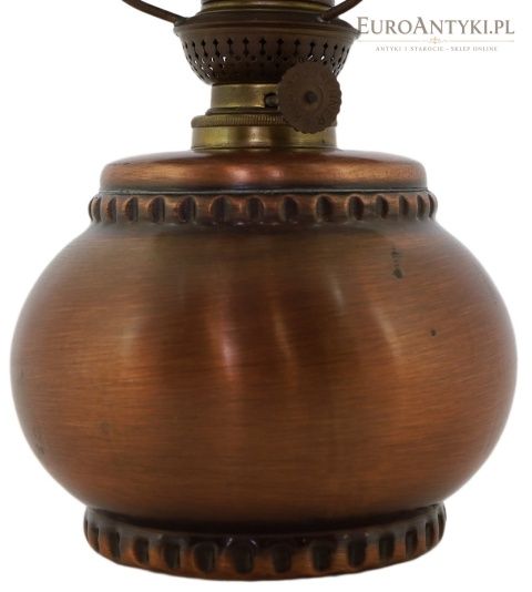 Miedziana lampa naftowa z palnikiem Kosmos Brenner – vintage lata 60.–70. XX wieku