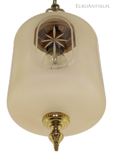 starodawna szklana lampa wisząca z geometrycznymi wzorami