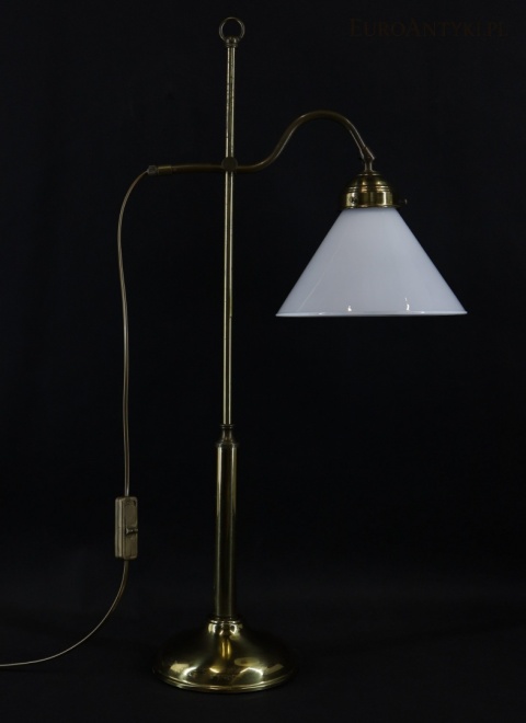vintage lampa stołowa z mosiądzu o regulowanej wysokości