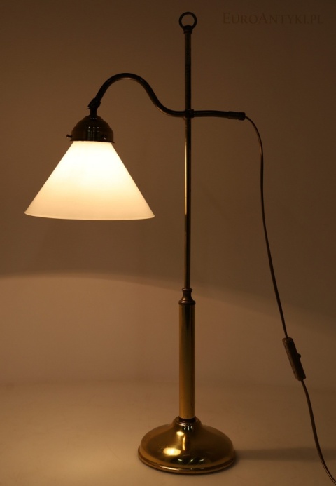 retro lampa stołowa z mosiądzu o regulowanej wysokości