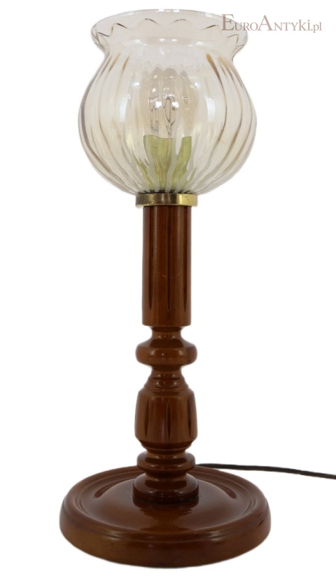 drewniana lampa stołowa retro do salonu i gabinetu