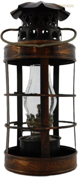 Mała metalowa lampka naftowa vintage – Hongkong, lata 70.