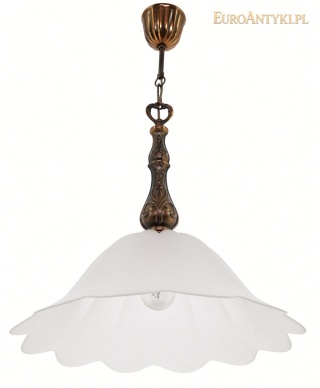Rustykalna lampa wisząca vintage w kolorze miedzi – falisty szklany klosz