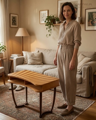Sygnowana konsola Adolf Wrenger z lat 50. – mid-century modern z wpływami art déco