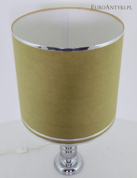 Wysoka lampa stołowa retro Space Age – chromowana podstawa i duży abażur