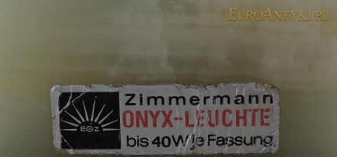 etykieta EGZ Zimmermann ONYX-LEUCHTE z oznaczeniem do 40 W na oprawkę