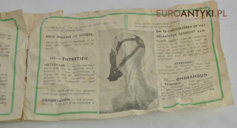 BELGIJSKA FRANCUSKA MASKA PRZECIW GAZOWA L.702 x