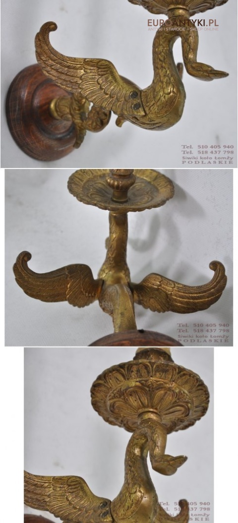 SLICZNE STARE KINKIETY Z LABEDZIAMI LABEDZIE LAMPY