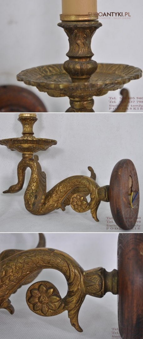 SLICZNE STARE KINKIETY Z LABEDZIAMI LABEDZIE LAMPY