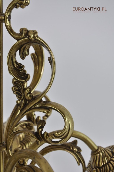 STARY MOSIEZNY ZYRANDOL Z KLOSZAMI LAMPA MOSIADZ