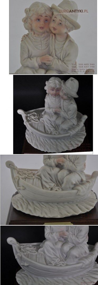 WŁOSKA FIGURKA PARA ZAKOCHANYCH NA LODZI alabaster