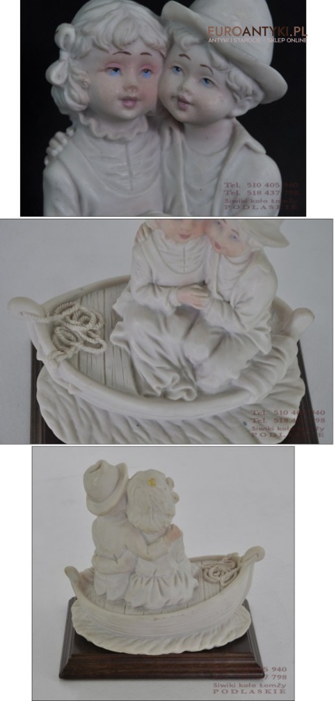 WŁOSKA FIGURKA PARA ZAKOCHANYCH NA LODZI alabaster