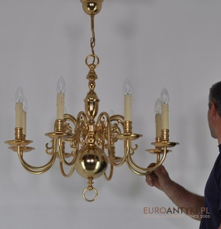 XL STARA RUSTYKALNA LAMPA ZLOTY ZYRANDOL PAJĄK XL