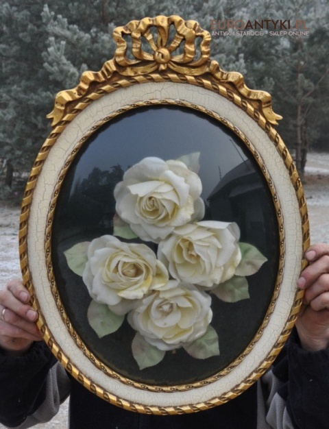 DUZY STARY OZDOBNY OBRAZ Z KWIATAMI OZDOBA KWIAT x